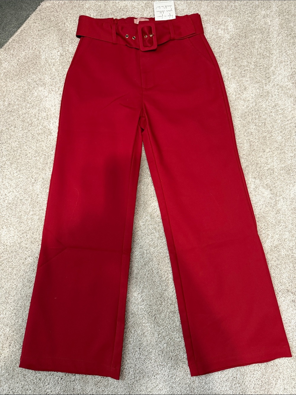 Women's Show Me Your MUMU Red Wide-Leg Belted Pants